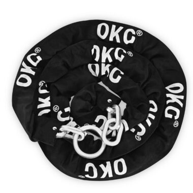 OKG Extra Long Security Chain - 10-Foot x 3/8" Thick Heavy Duty Chain, Eco-Zinc Plated - Uncuttable Chain for Outdoor & Indoor Use -Bike & Motorcycle Lock Chain - for Two or More 2 Wheeled Vehicles