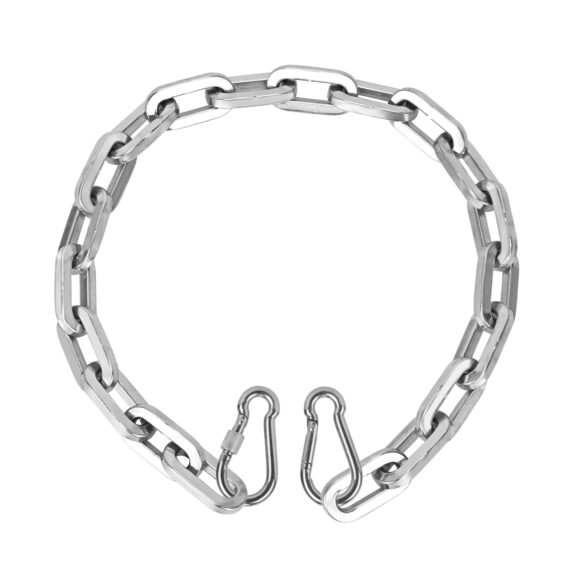 OKG Gate Chain - 2 ft x 1/4" Thick Square Security Chain, Comes with 2 Stainless Steel Carabiners - Outdoor Cut Proof Chain -Hardened Steel Lock Chain for Bikes, Gate Fence, Containers (No Lock)