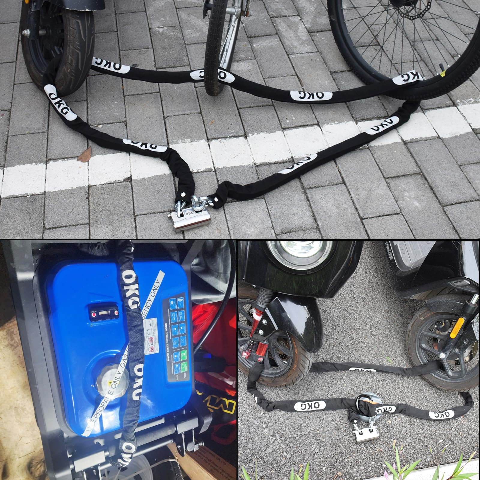 OKG Heavy Duty Security Chain - 10 Foot x 5/16” Thick Square Security Chain - Hardened Steel Anti Theft Chain for Bikes, Motorcycles, 2 Wheeled Vehicles, Industrial Property - Image 6